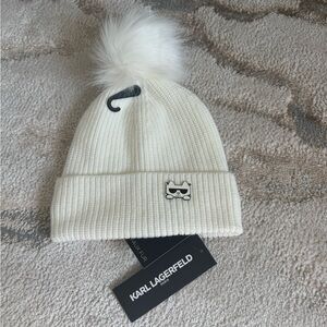Karl Lagerfeld ivory knit hat brand new with tags
